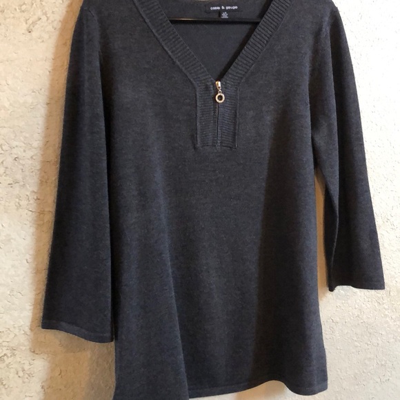 Cable & Gauge 3/4 sleeve sweater sparkly zip pull - Picture 1 of 6